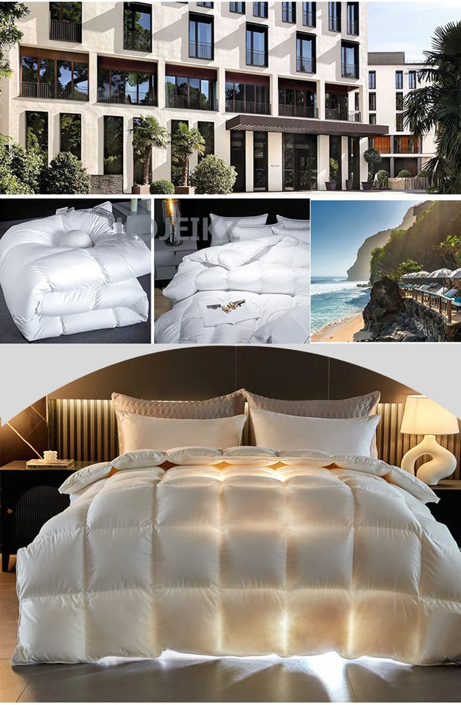 Winter Cotton Goose Down Quilt – Super Soft Fluffy Four Seasons Duvet, Queen & King Sizes, 220x240cm