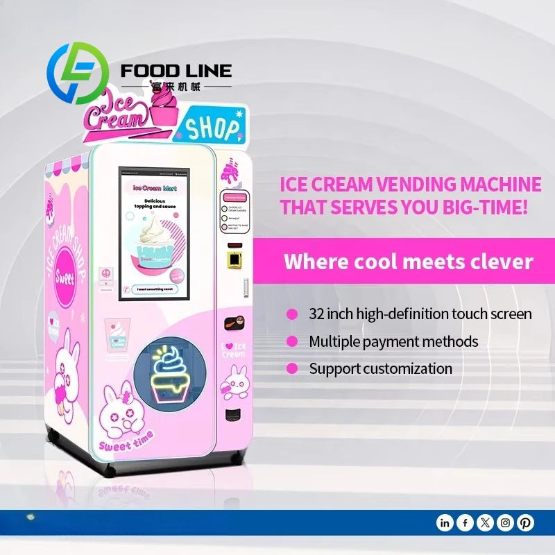 Commercial Outdoor Ice Cream Vending Robot – Fully Automatic Self-Service Soft Serve Dispenser
