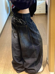 Womens Y2K Loose Baggy Cargo Jeans – High Waist Wide Leg Vintage Style