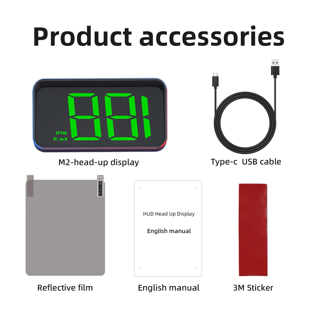 HD Car Head Up Display M2 GPS Speedometer KM/H Digital Windshield HUD Projector Universal Auto Accessory