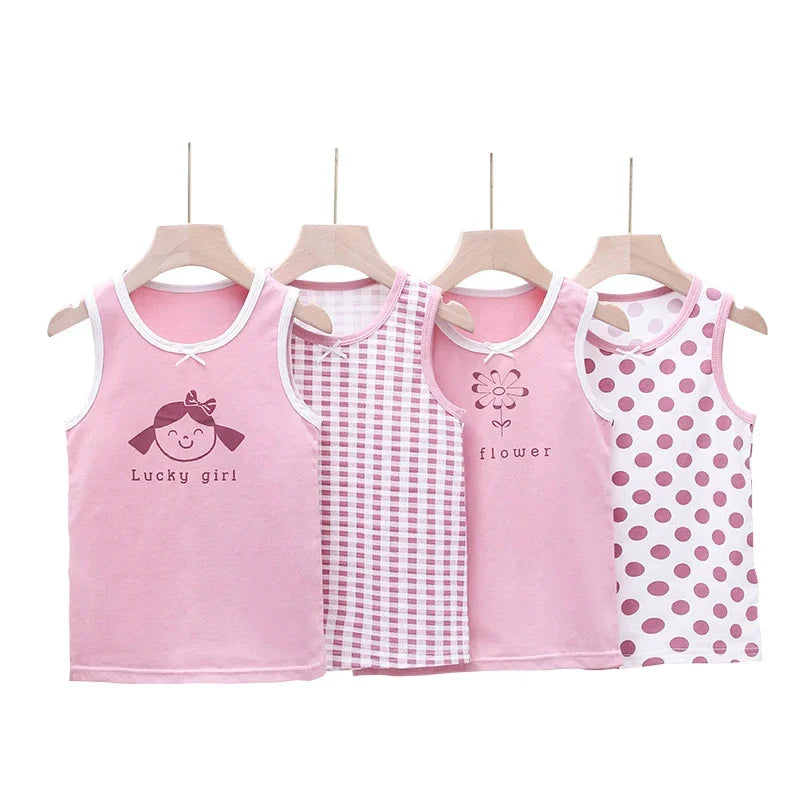 Girls’ Summer Tank Tops – Cartoon Cotton Camisoles, Ages 3-8