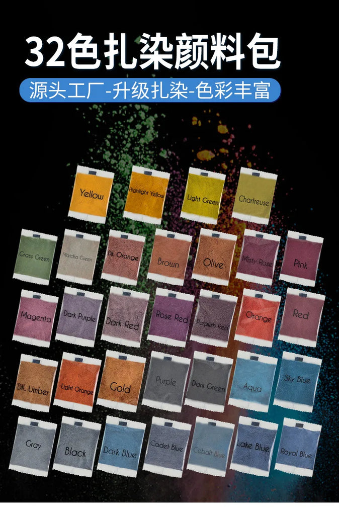 24 Color Cold Water Tie Dye Pigment Kit for Cotton & Linen – DIY Multi-Colour Garment Dye Set