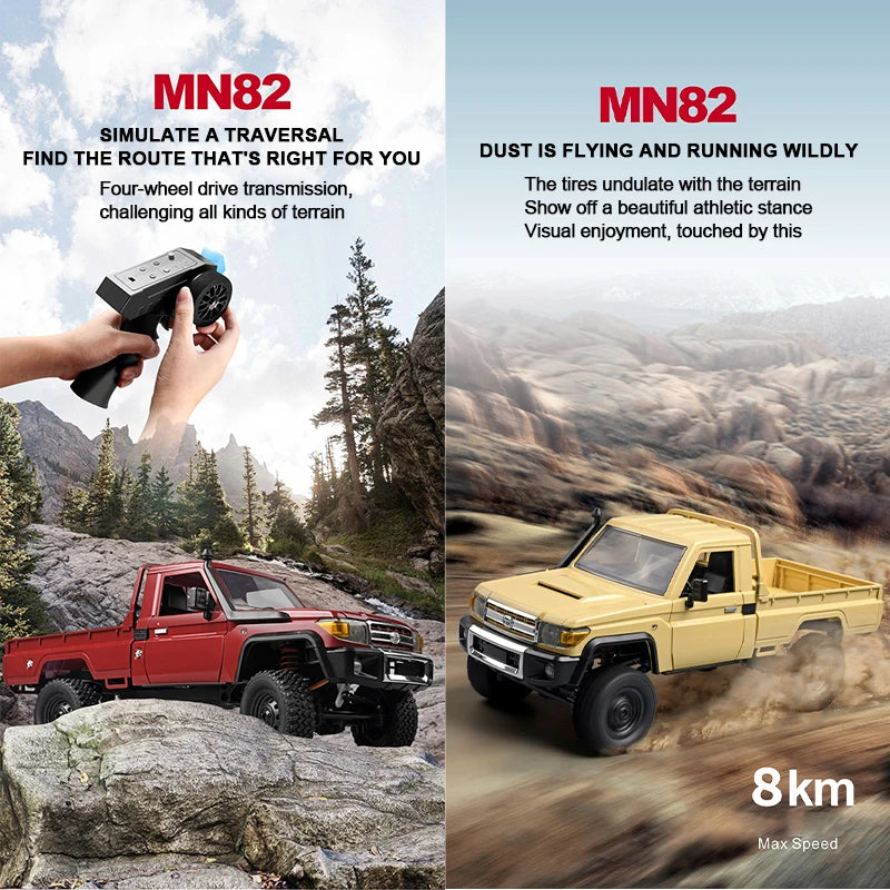 MN82 LC79 1:12 Retro 4WD RC Pickup Truck with LED Lights – Professional Remote Control Off-Road Model