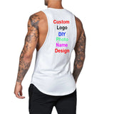 DIY Custom Logo Gym Tank Top for Men – Cotton Muscle Sleeveless Workout Vest thumbnail 6
