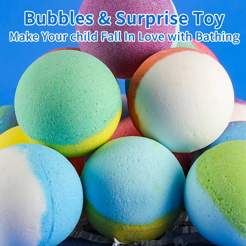 Vremou Kids Bath Bombs with Surprise Inside – 15 Pack Natural Organic Bubble Bath Gift Set