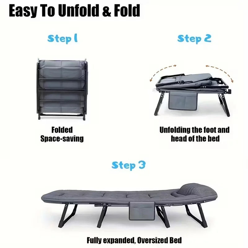Portable Folding Lunch Break Camp Bed – Multifunctional Adjustable Leisure Recliner