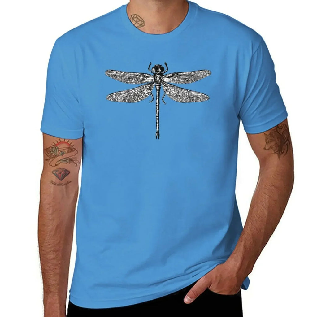 Men’s Dragonfly Print T-Shirt – Quick-Dry Cotton Casual Tee