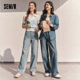 Semir Women’s 2025 Winter Wide-Leg Fleece-Lined Jeans – Full-Length Hong Kong Style Trousers thumbnail 2
