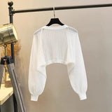 Lantern Sleeve Ice Silk Knitted Cardigan for Women – Summer Thin Loose Fit Outerwear with Slip Dress Sun Protection thumbnail 3
