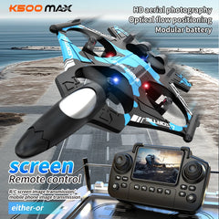 K500 MAX 2.4G Remote Control Fighter Jet Drone with Screen & 360° Rolls