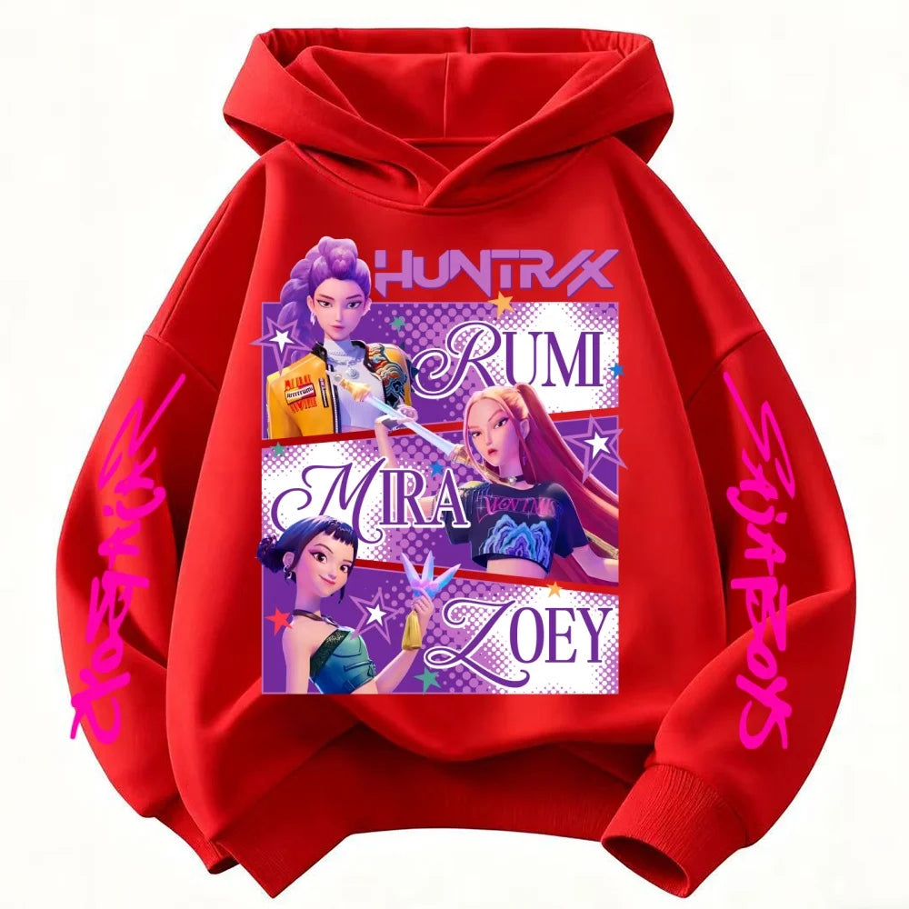 Huntrix KPop Demon Hunters Kids Hoodie Sweatshirt Princess Style Pullover 3–12 Years