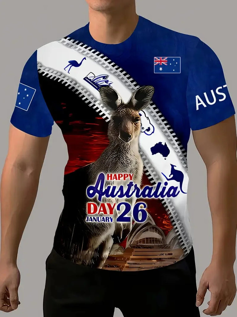 Men’s Australia Flag Graphic T-Shirt – Casual Short Sleeve Crew Neck Tee