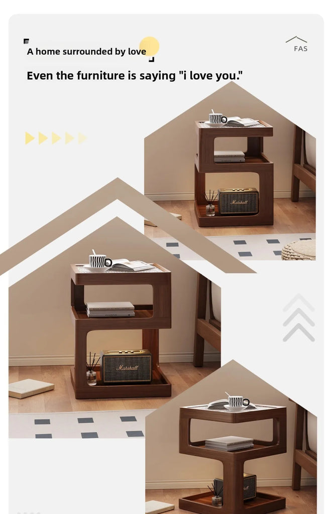 Solid Wood Bedside Table with Storage – Modern Minimalist Bedroom Side Table