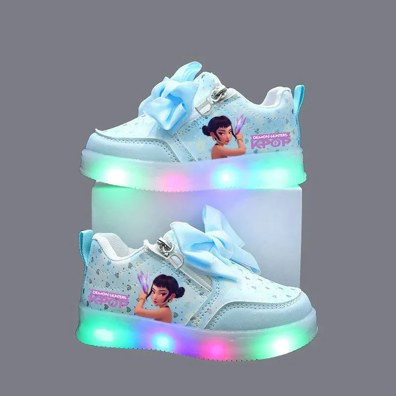 Kpop Demon Hunter LED Sneakers for Kids – Luminous Anime Tennis Shoes for Girls & Boys