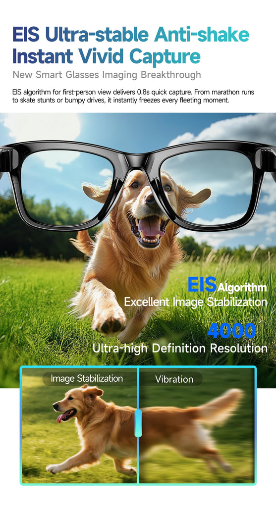 GUHUAVMI Smart Glasses for Men – 8MP Camera | WiFi | Bluetooth | AI Features | IP65 Waterproof