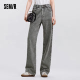 Semir Women’s 2025 Winter Wide-Leg Fleece-Lined Jeans – Full-Length Hong Kong Style Trousers thumbnail 4