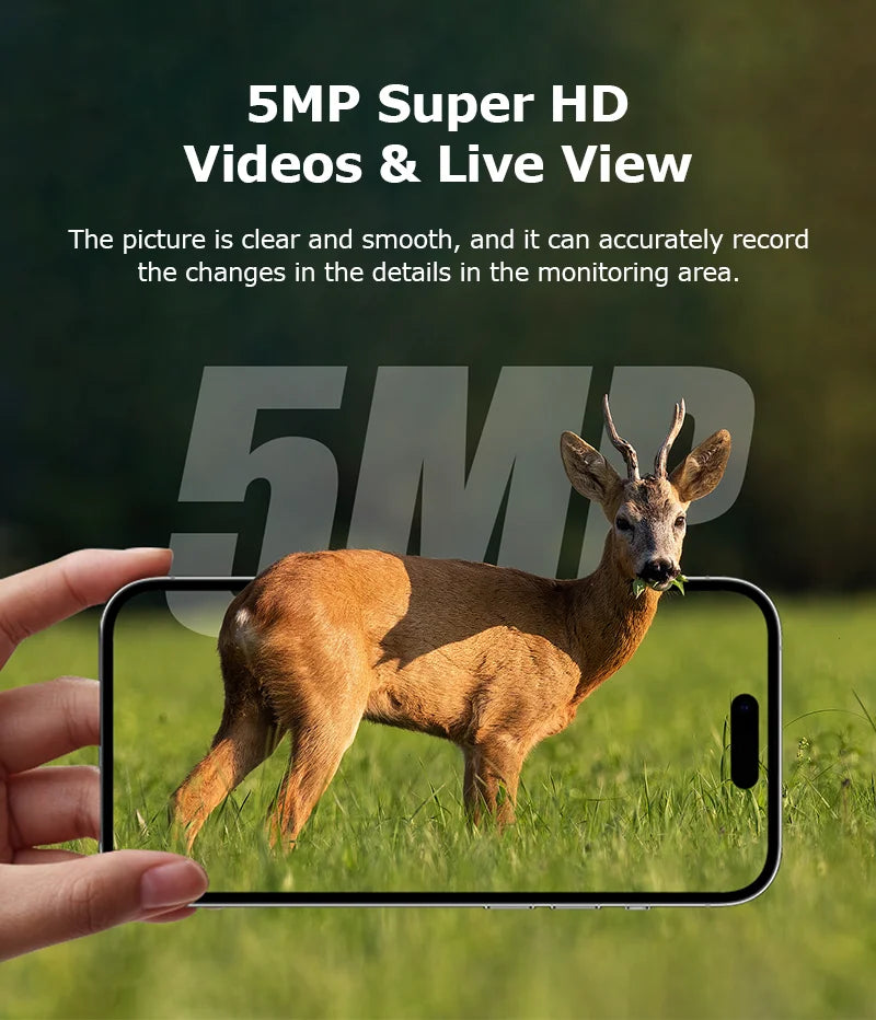 INQMEGA4G 2K 5MP PIR Motion Sensor Hunting Trail Camera with Night Vision & Solar Battery – IP66 Waterproof