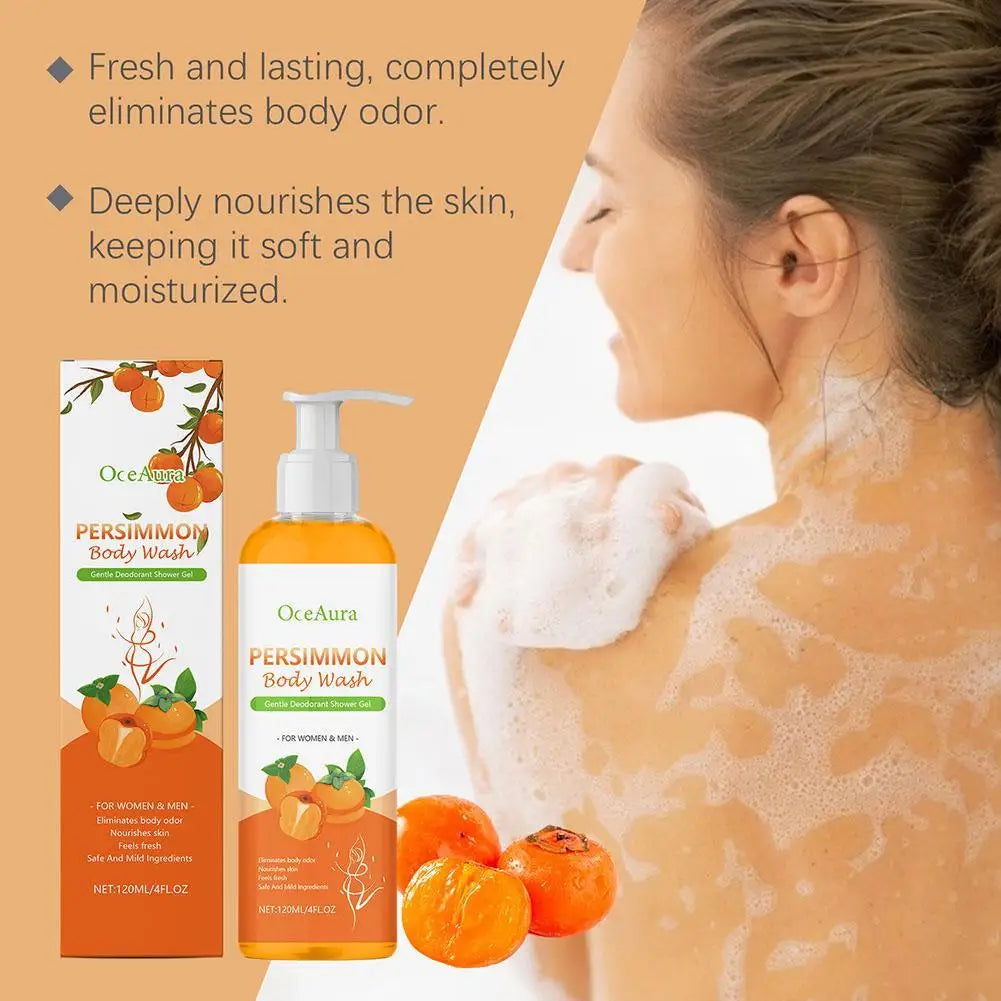 Persimmon Body Wash for Odor Control & Moisturising Cleanse – 120ml Deodorizing Shower Gel