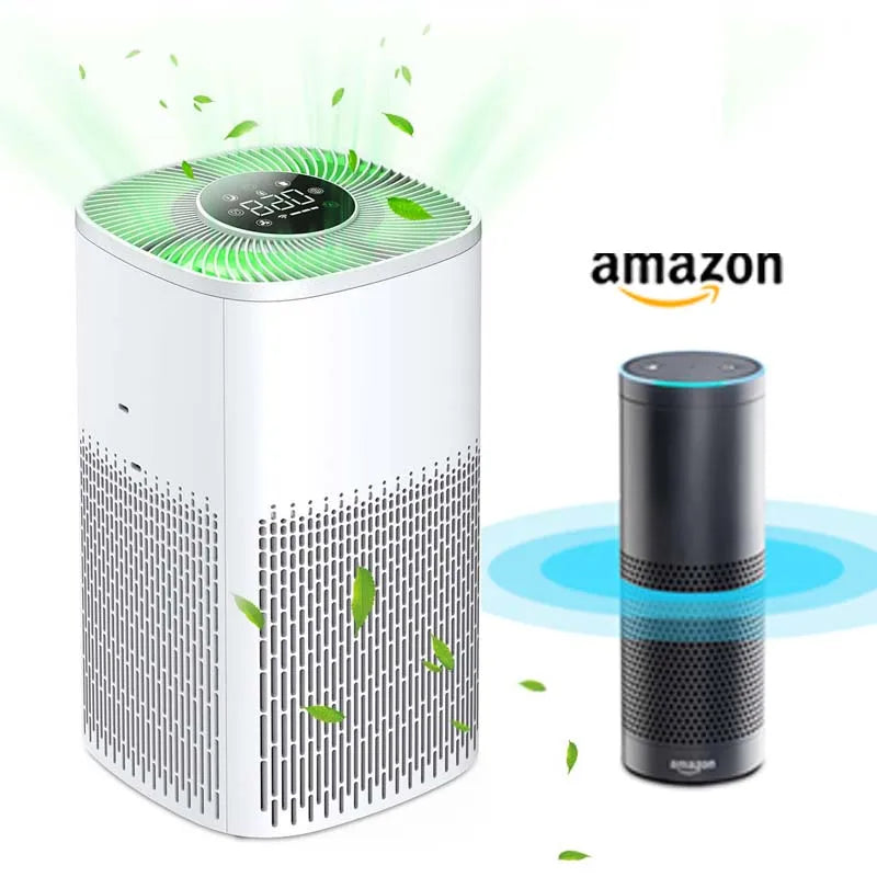 Smart WiFi Air Purifier with HEPA Filter, Tuya App & Alexa Control – Portable Home Air Cleaner with PM2.5 Display
