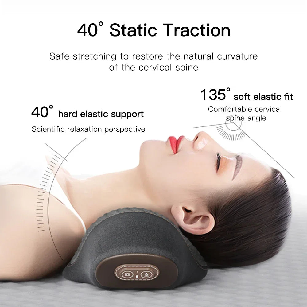 Electric Neck Massager Pillow Cervical Stretcher with Heat & Vibration – Orthopedic Neck and Back Support