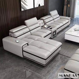 Modern Italian Genuine Leather Sectional Sofa with USB Charging & Bluetooth Speaker – MINGDIBAO Living Room Furniture thumbnail 2