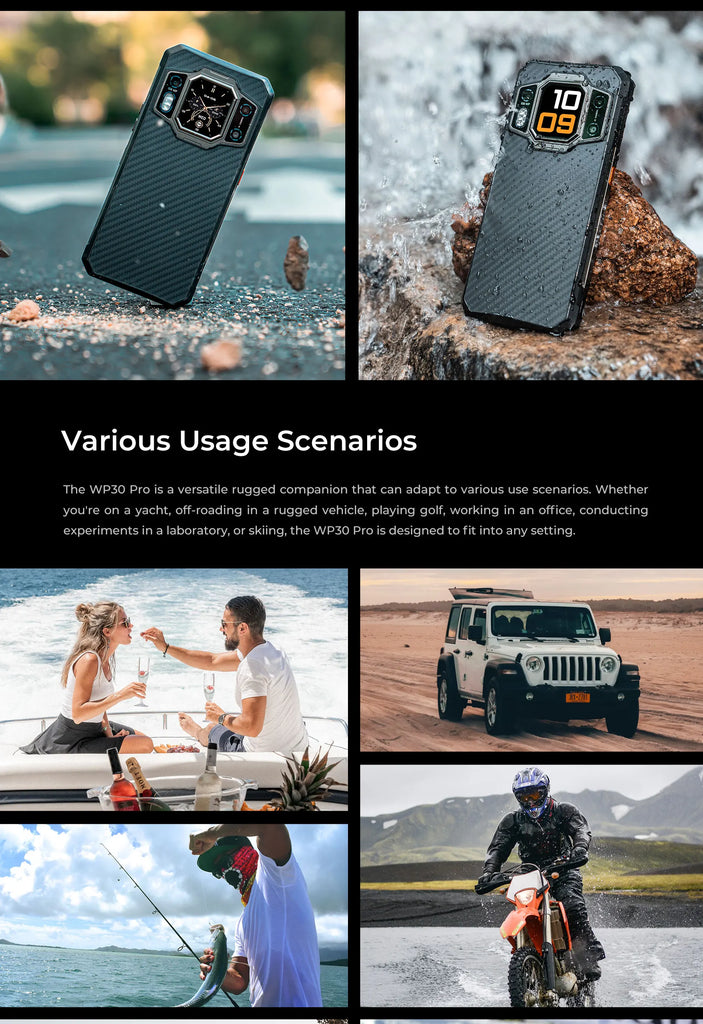 OUKITEL WP30 Pro 5G Rugged Smartphone Android 13 – 24GB + 512GB, Dual Display, 11000mAh, 120W Fast Charge