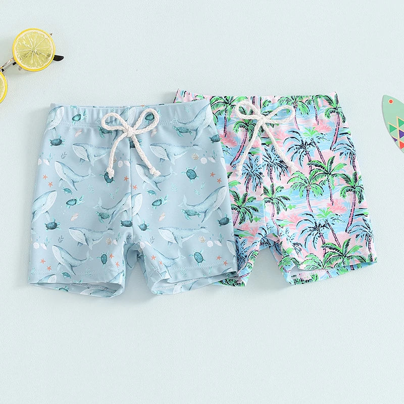 Blotona Boys Swim Trunks – Dinosaur, Plaid & Turtle Print Toddler Board Shorts