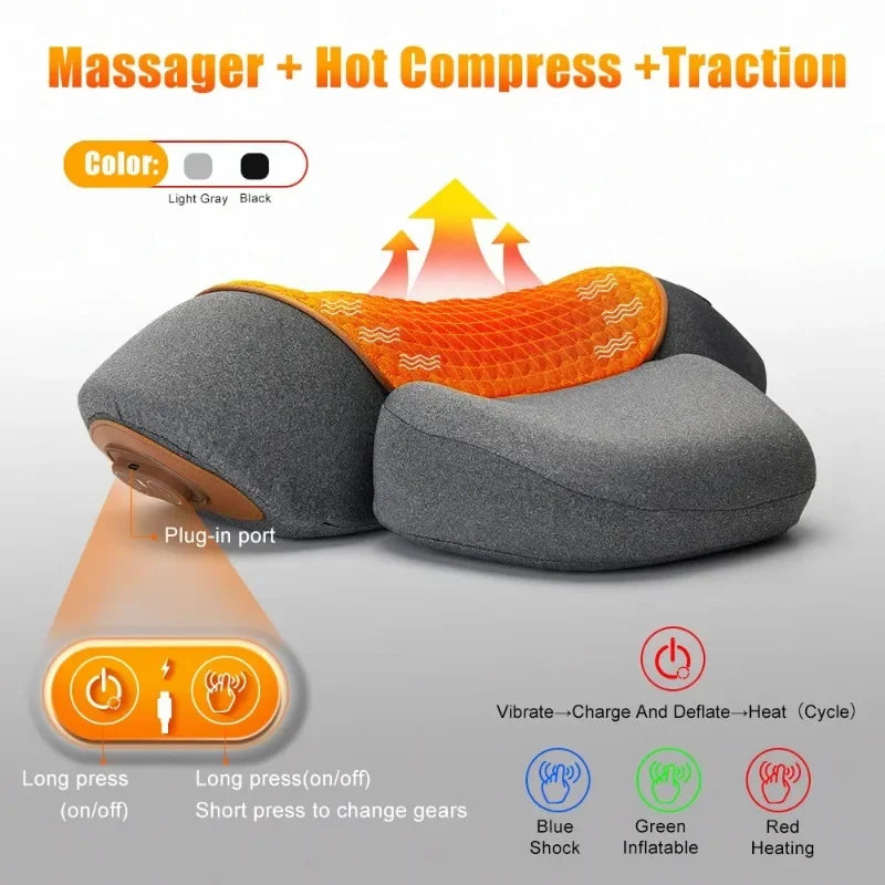 Electric Neck Massager Pillow Cervical Stretcher with Heat & Vibration – Orthopedic Neck and Back Support