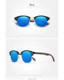 KINGSEVEN Handmade Black Walnut Wooden Polarized UV400 Sunglasses Semi-Rimless Retro Eyewear thumbnail 12