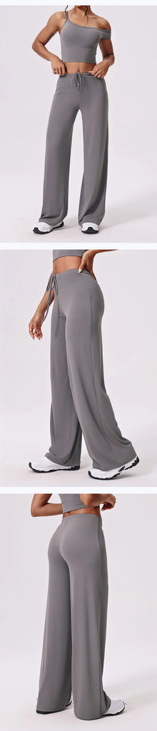 Antibacterial Cooling Wide Leg Sweatpants for Women – Tummy Control & Soft Flowing Fabric for Yoga, Running, Fitness & Outdoor Sports