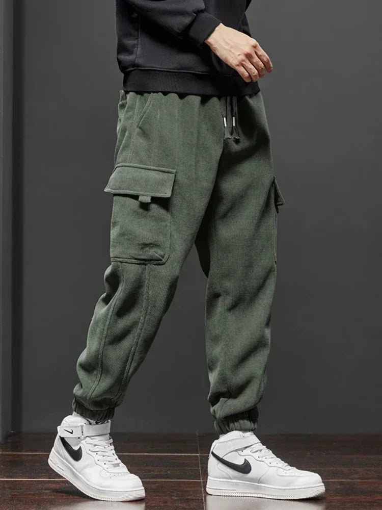 Men’s Casual Elastic Waist Jogger Pants – Spring & Autumn Stretch Straight Fit with Drawstring and Pockets