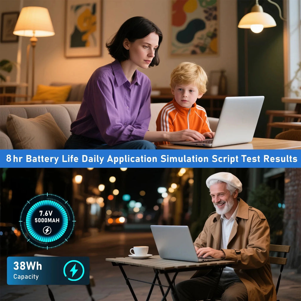 LENO 15.6" Laptop 32GB RAM 2TB SSD Intel 6500Y Windows 11 Notebook with Backlit Fingerprint & 5000mAh Battery