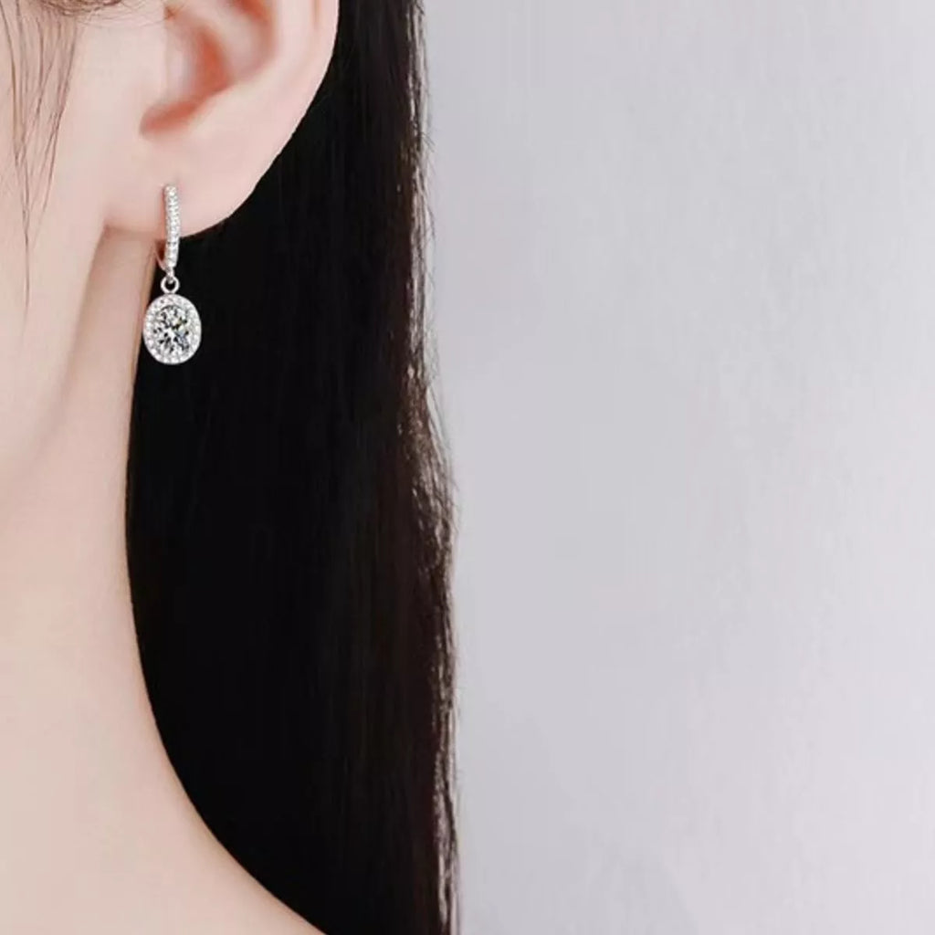 1 Carat Moissanite 925 Sterling Silver Drop Earrings
