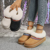 Fur-Lined Platform Boots with Decorative Woven Strap thumbnail 1