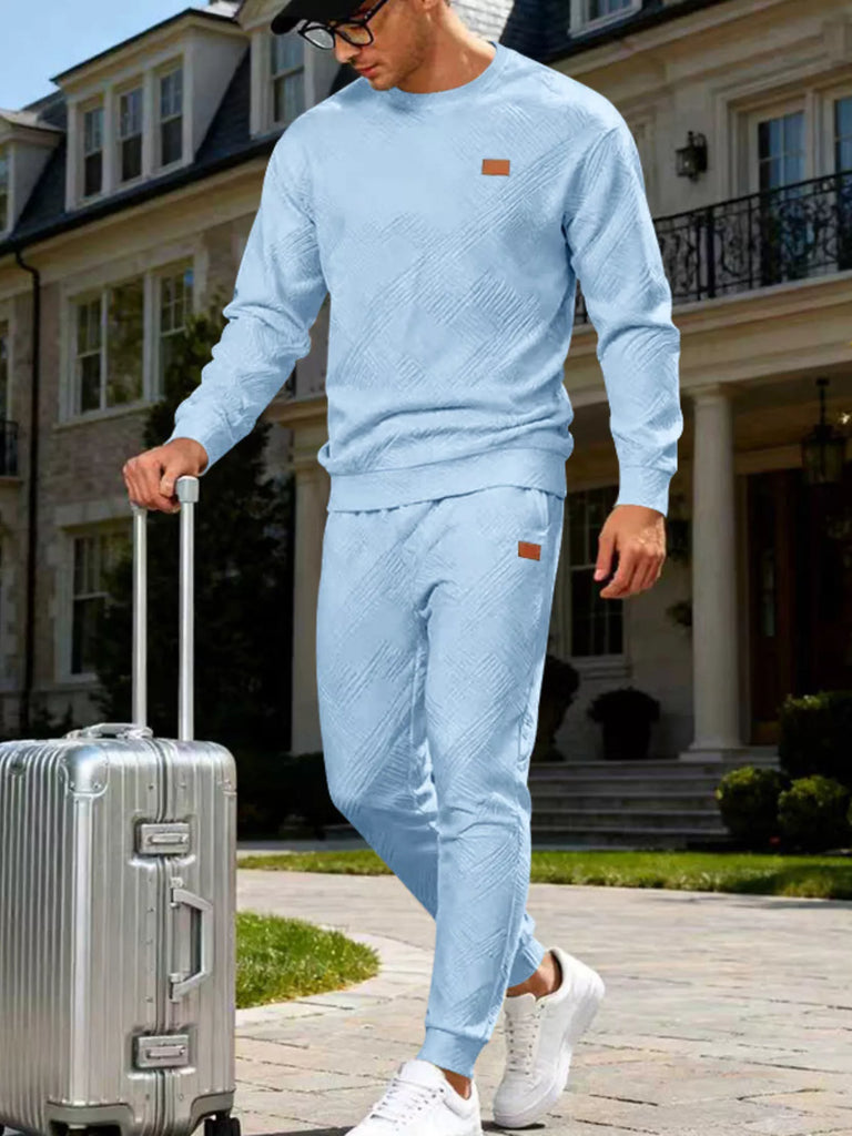 Men's Full Size Casual Textured Top and Pants Set Plus Size