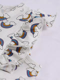 Children's Rainbow Print Ruffle Sleeve Dress thumbnail 3