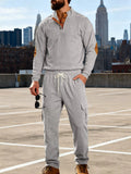 Men's Full Size Casual Button Detail Top and Pants Set Plus Size thumbnail 8