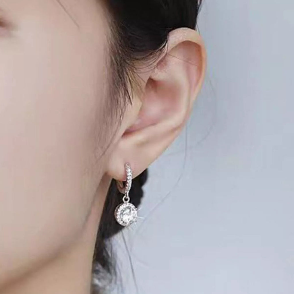 1 Carat 925 Sterling Silver Moissanite Hoop Drop Earrings