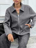 Zip-Up Dropped Shoulder Jacket thumbnail 11