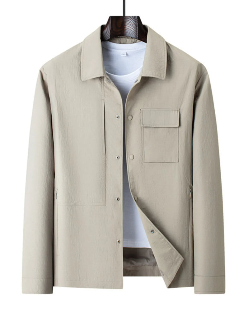 Men's Plus Size Snap Down Long Sleeve Jacket