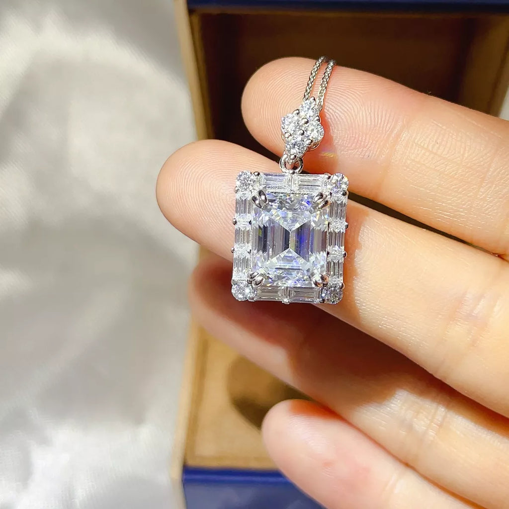 5 Carat 925 Sterling Silver Moissanite Pendant Necklace