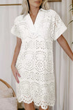 Solid Color Eyelet Embroidered T Shirt Mini Dress thumbnail 2