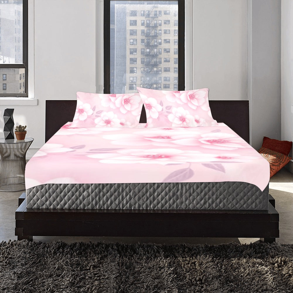 Blush Floral Serenity Bedding Set – Soft Elegant 3-Piece Duvet Cover Set