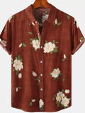 Men's Plus Size Floral Print Short Sleeve Shirt thumbnail 4