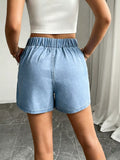 Drawstring High Waist Denim Shorts thumbnail 6
