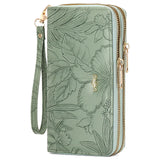 Embossed Floral Pattern Double Zipper Wallet thumbnail 1