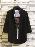 Men's Plus Size Button Up 3/4 Sleeve Shirt thumbnail 4