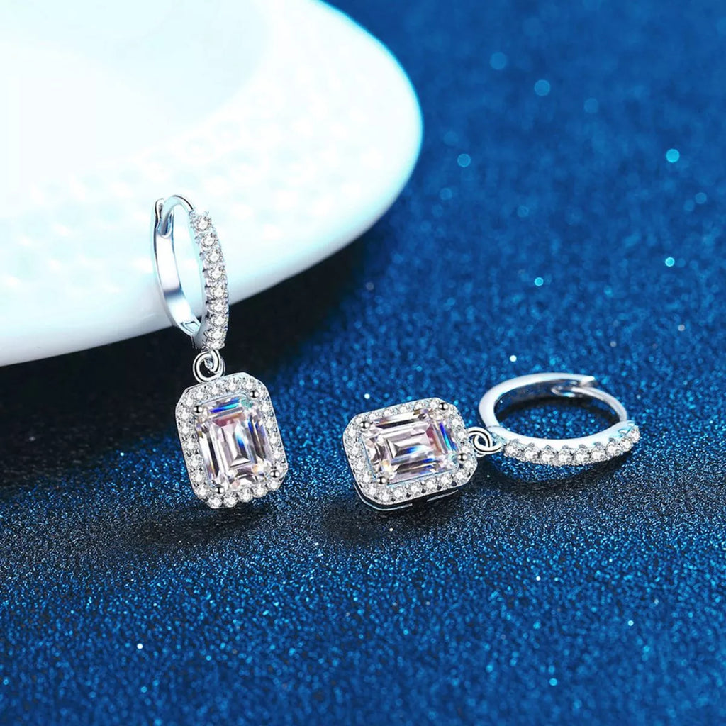 1 Carat 925 Sterling Silver Moissanite Drop Earrings