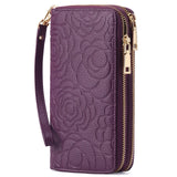 Embossed Floral Pattern Double Zipper Wallet thumbnail 1