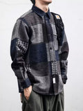 Men's Plus Size Plaid Patchwork Button Up Shacket thumbnail 1